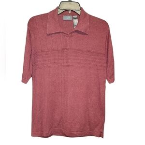 Crazy horse size medium short sleeve shirt, collar, maroon, ramie & rayon